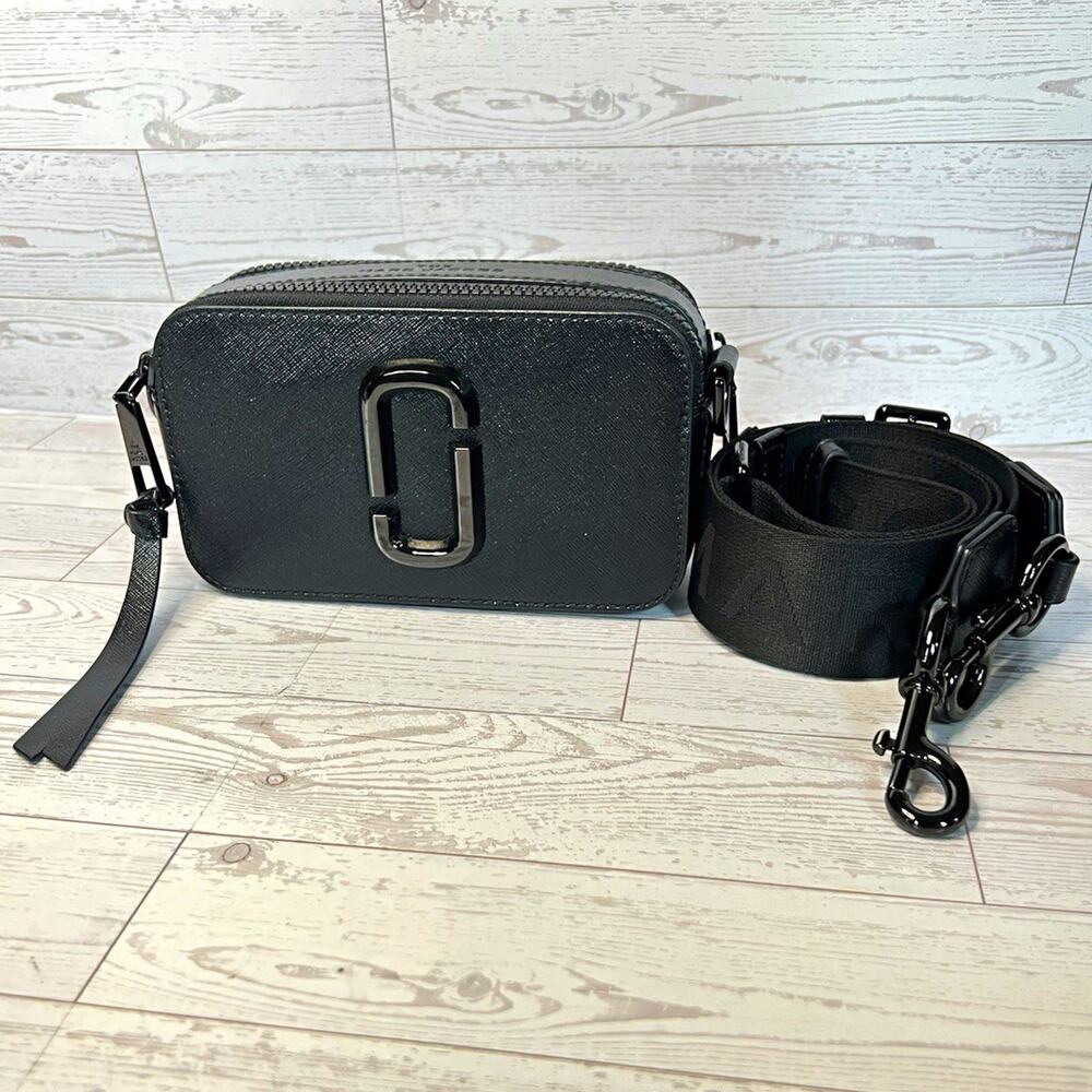 Marc Jacobs Black Small Snapshot DTM Crossbody Bag Detachable Logo Strap $328COA